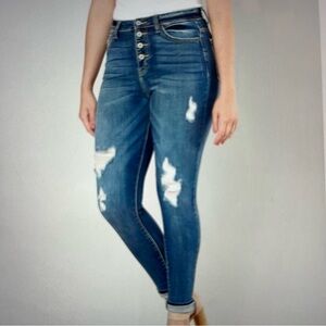 KanCan Kurvy ultra high rise ankle skinny distressed jeans